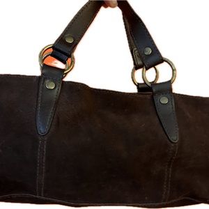 SUEDE Satchel - unlined and BEAUTIFUL! 12x4x5.5